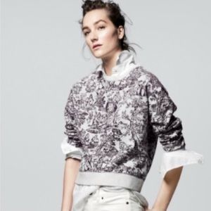 J. CREW Cropped Sweatshirt in French Toile Print EUC